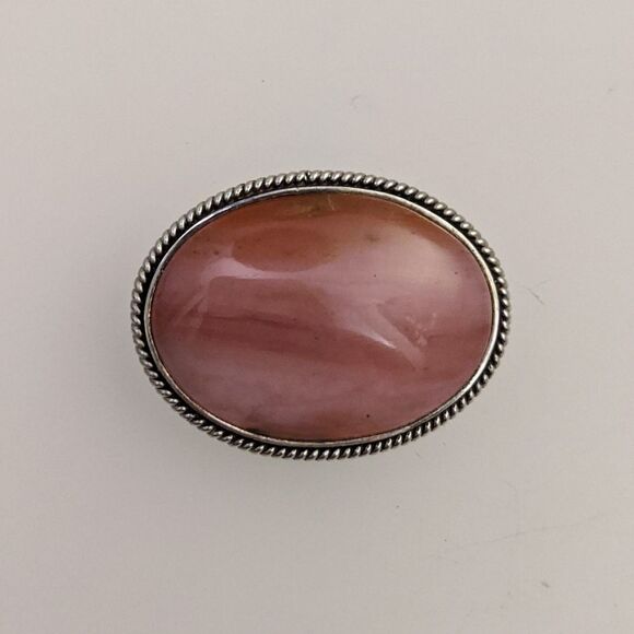 Vintage Sterling Silver Rhodochrosite Brooch - Picture 4 of 4